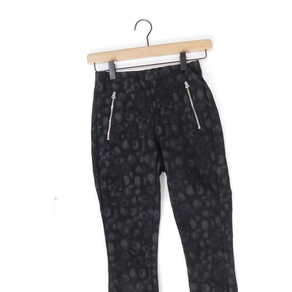 RAG & BONE Simone Leopard Print Zip Pocket Pants Black Gray Animal Crop Size 0 - Picture 4 of 16